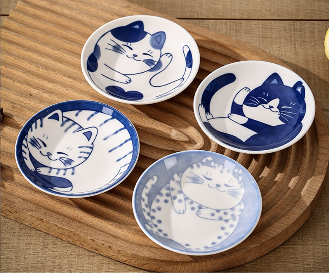 Dish - Lucky Cat Ceramic Trinket Dish Set - 4pc-hotRAGS.com