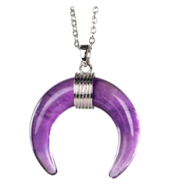 Necklace - Crescent Moon - Amethyst-hotRAGS.com