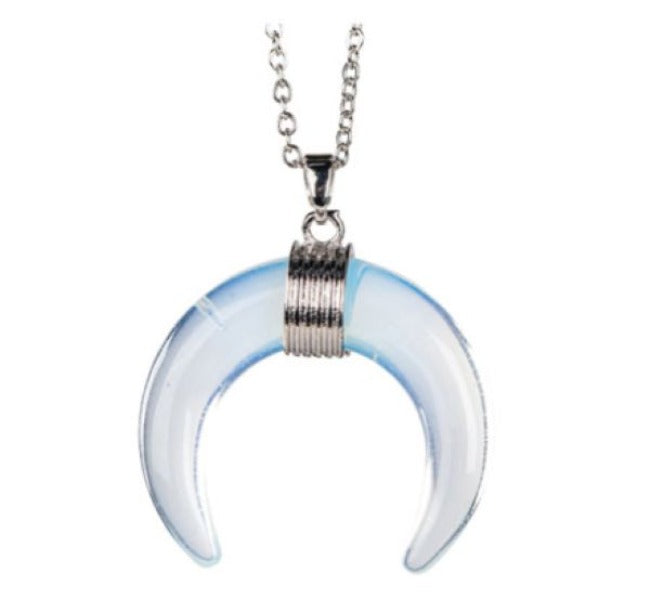 Necklace - Crescent Moon - Opalite-hotRAGS.com