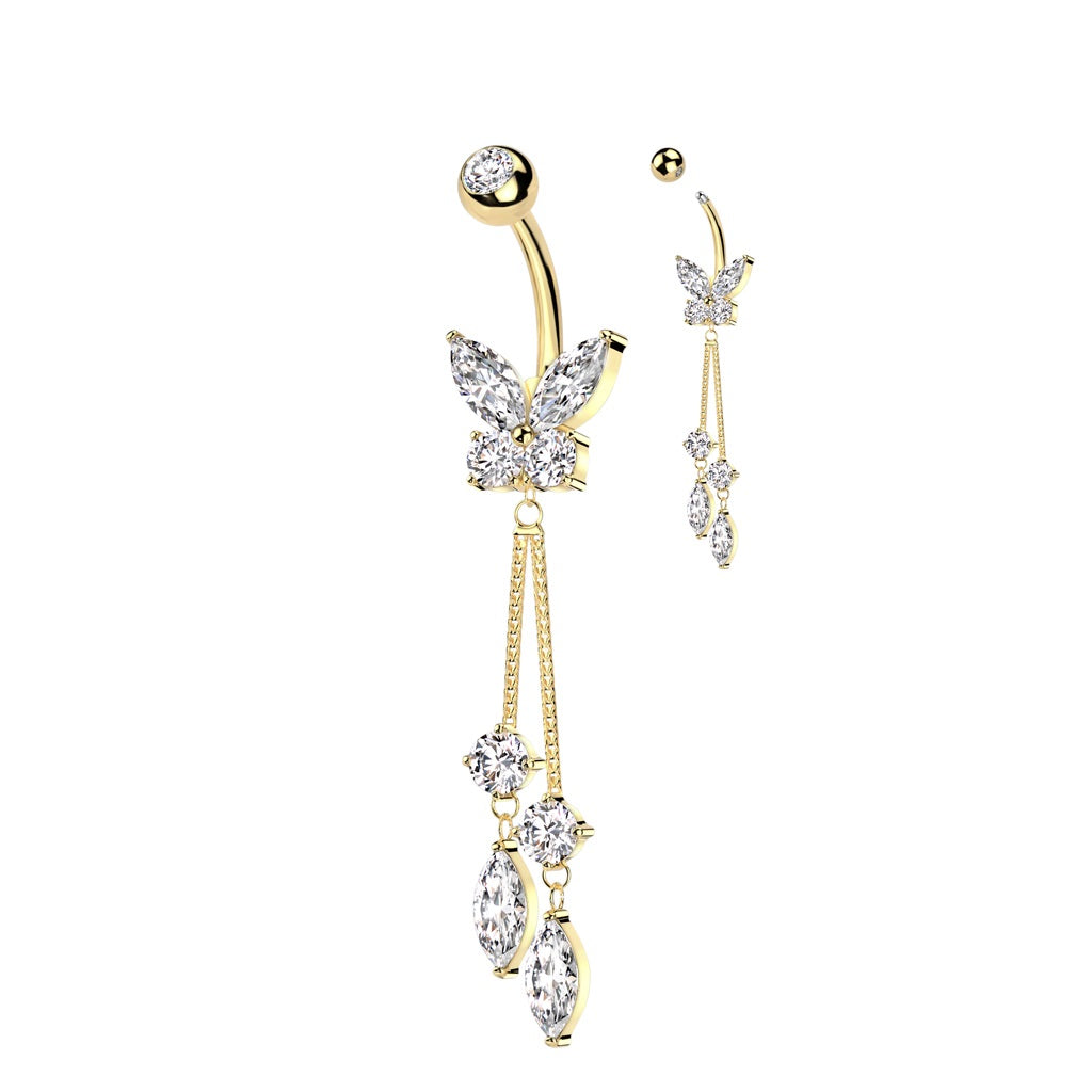 Belly Ring - Butterfly Dangle - Gold-hotRAGS.com