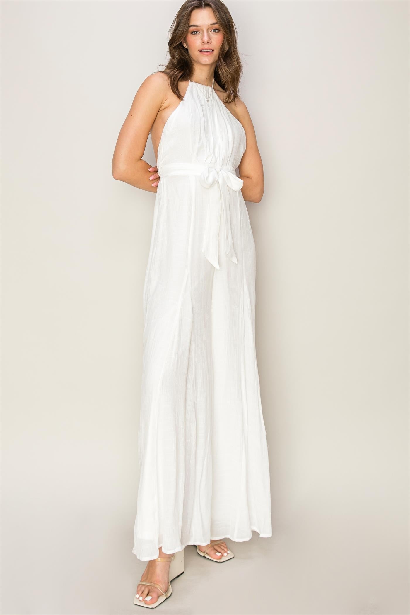 Overall - Jumpsuit Halter Neck - White-hotRAGS.com