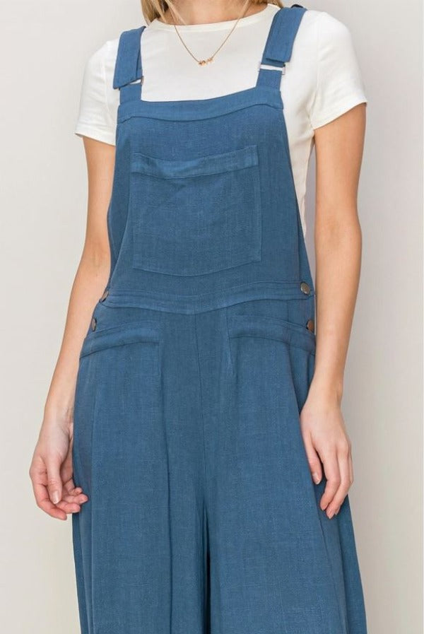 Overalls - Jumpsuit Woven With Drawstring Hems - Blue-hotRAGS.com
