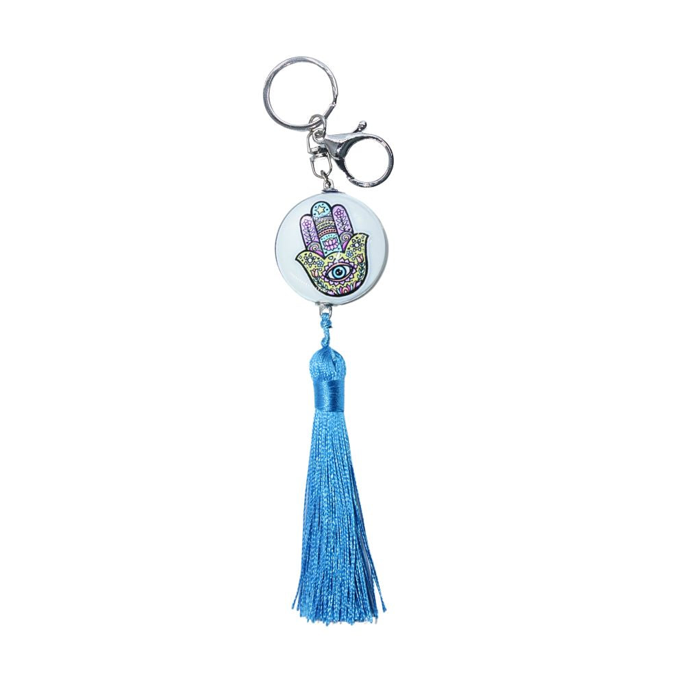 Keychain - Tassel Blue Hamsa-hotRAGS.com