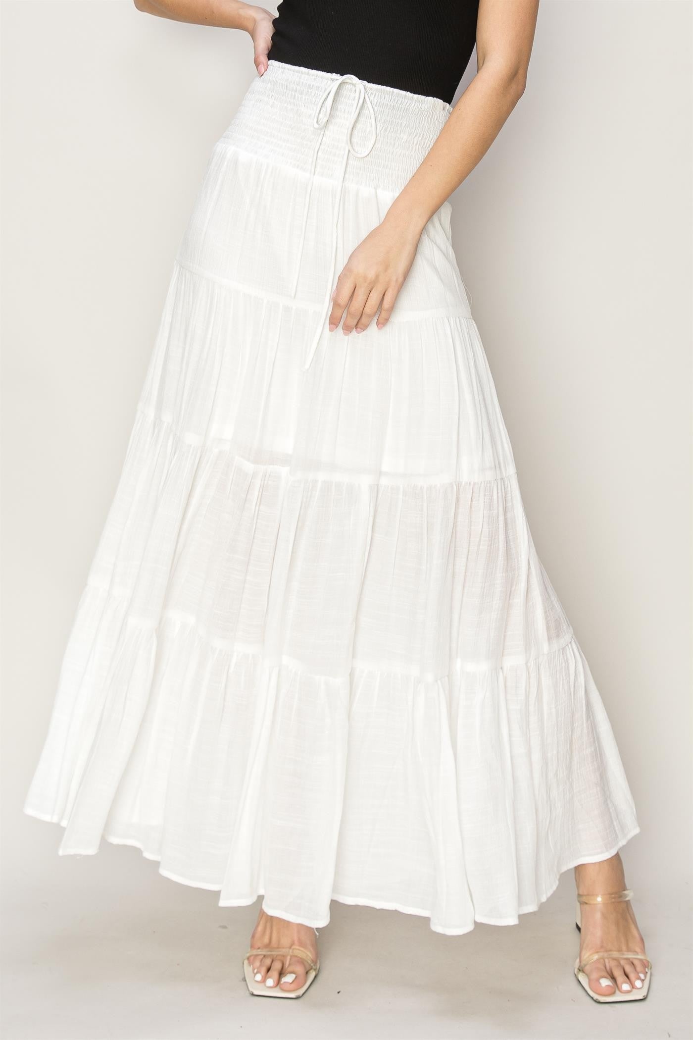 Skirt - Maxi Tiered - White-hotRAGS.com