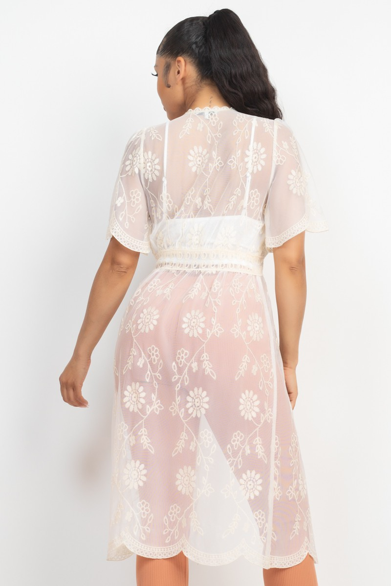 Kimono - Scallop Lace Embroidery