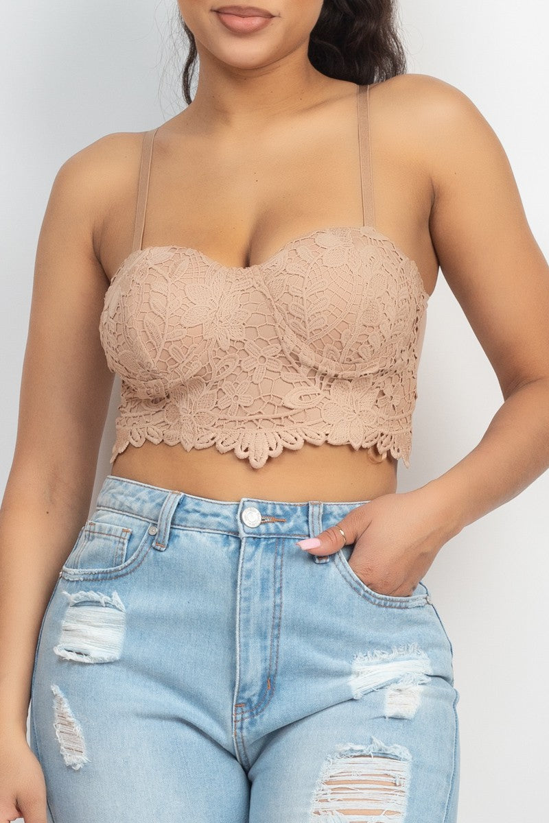 Jr Bralette - Lace Embroidered - Taupe-hotRAGS.com
