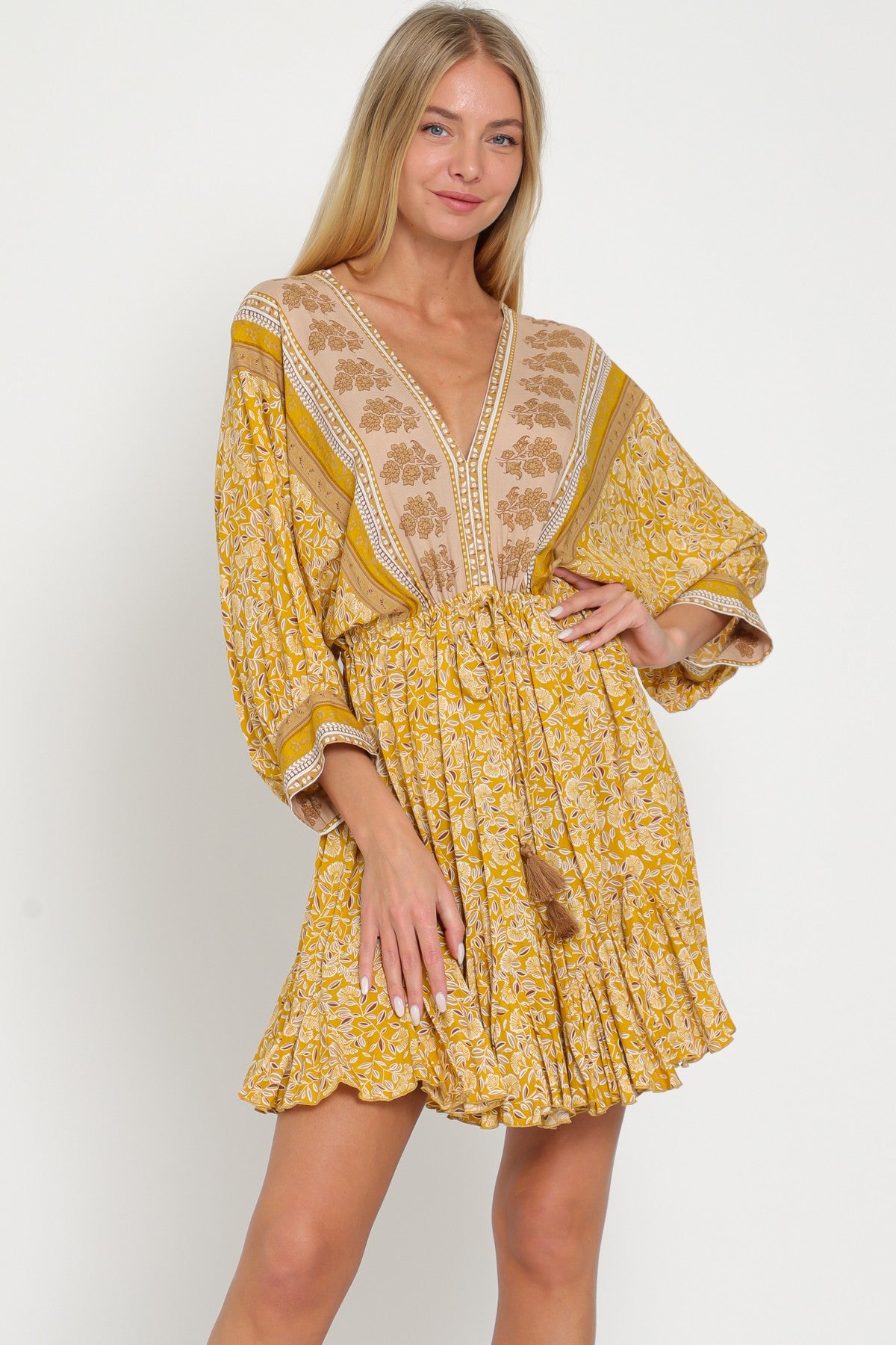 Dress - Dolman Sleeve - Yellow-hotRAGS.com