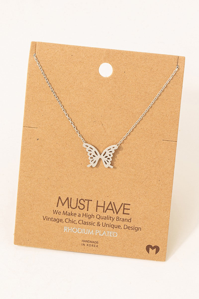 Necklace - Butterfly - Silver-hotRAGS.com