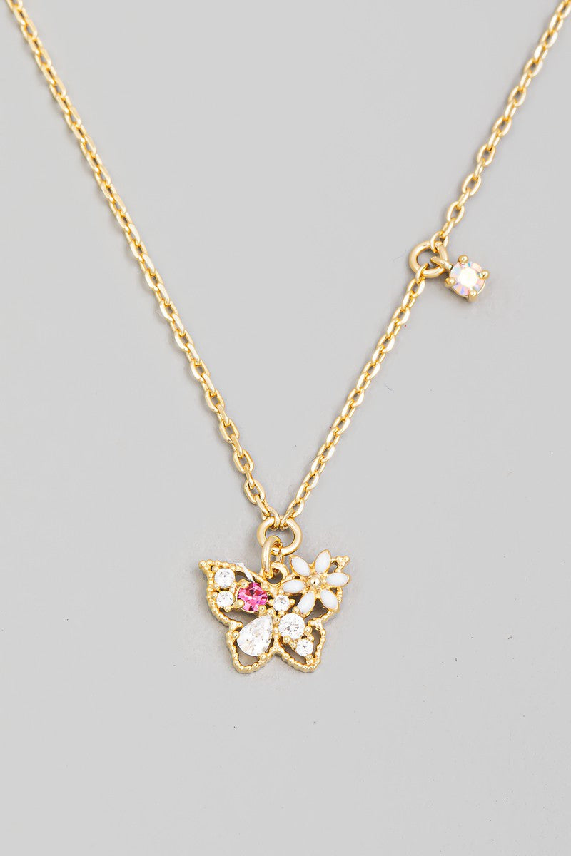 Necklace - Butterfly Stone - Gold-hotRAGS.com