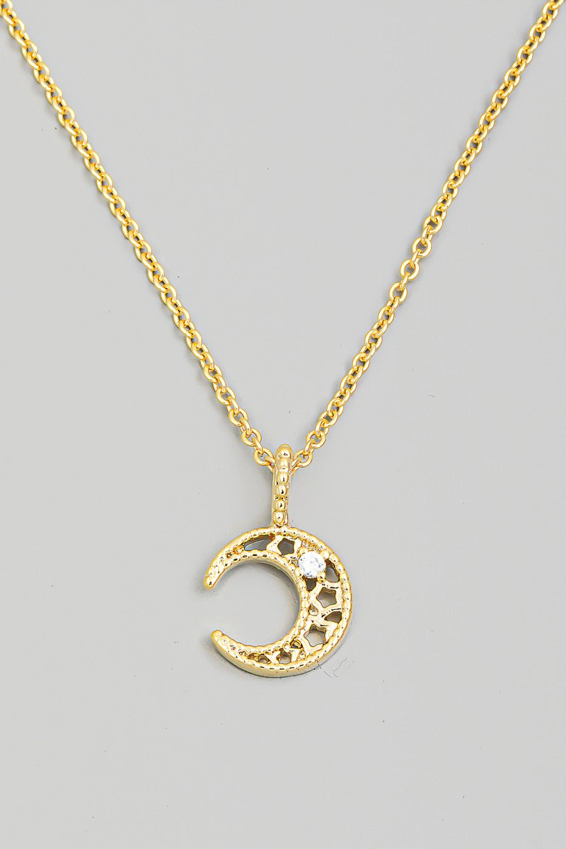Necklace - Moon Stone - Gold-hotRAGS.com
