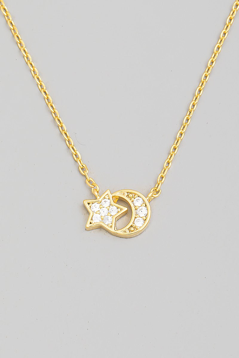Necklace - Star Moon - Gold-hotRAGS.com