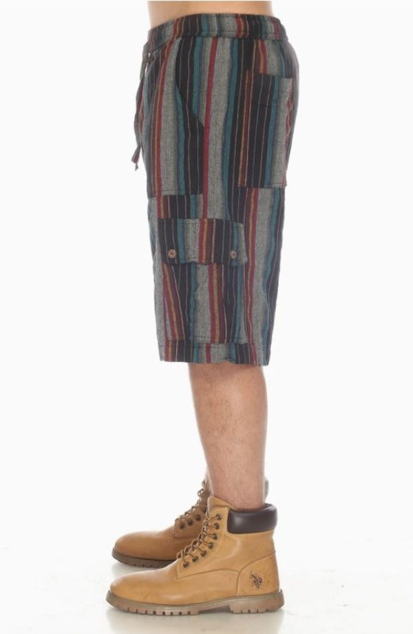 Shorts - Striped Cargo - Midnight-hotRAGS.com