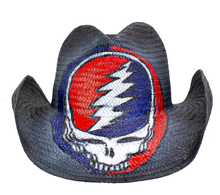 Hat - Cowboy Hat - Grateful Dead Steal Your Face - Black-hotRAGS.com