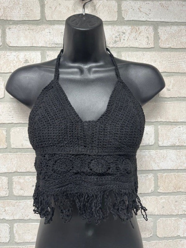 Halter - Crochet - Black-hotRAGS.com
