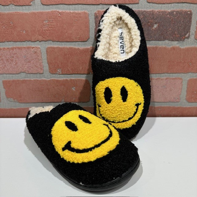 Slipper - Smiley - Black And Yellow Face-hotRAGS.com