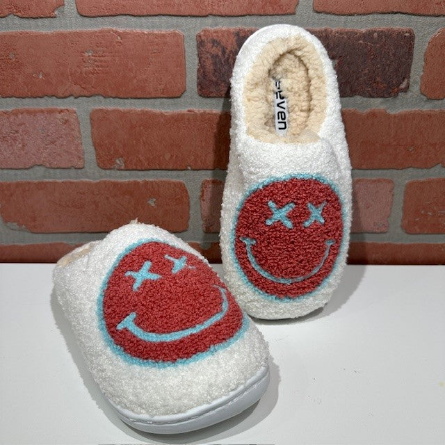 Slipper - Smiley Cross Eyes - Red and Blue-hotRAGS.com