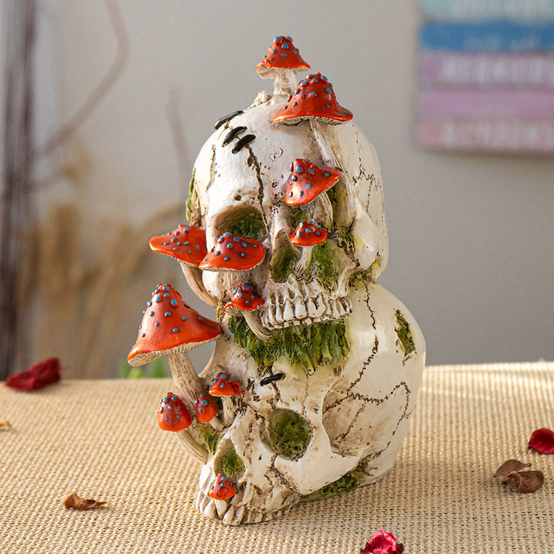 Statue - Skull With Mushrooms-hotRAGS.com