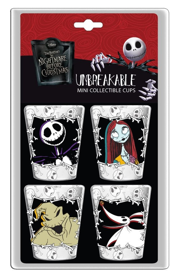 Cup Set - Silver Buffalo Disney Nightmare Before Christmas Character 4 Pack Plastic Mini Cup Set, 1.5 Ounces-hotRAGS.com