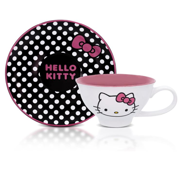 Teacup And Saucer - Hello Kitty Dots - 12oz-hotRAGS.com