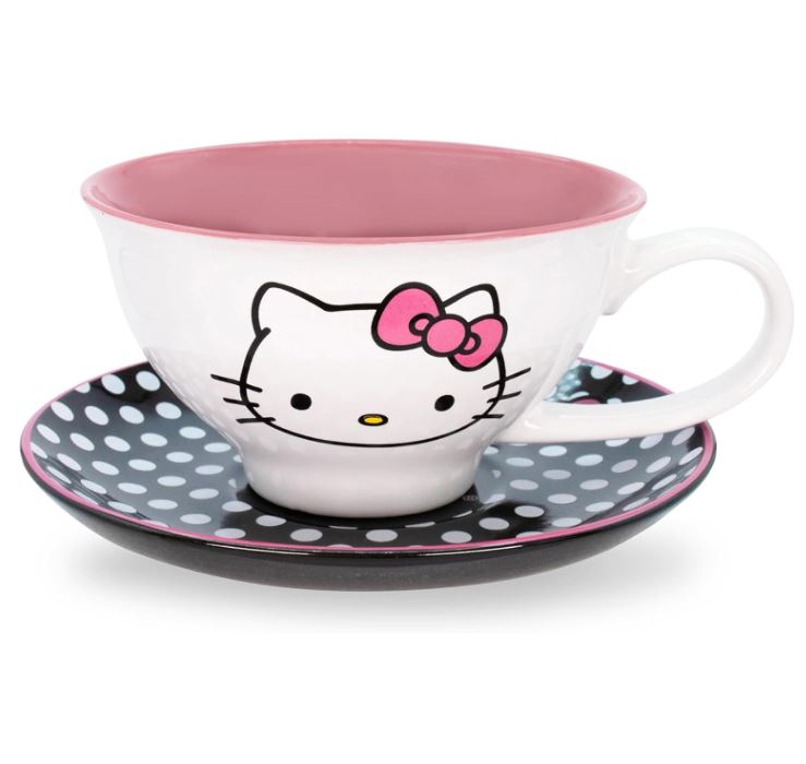 Teacup And Saucer - Hello Kitty Dots - 12oz-hotRAGS.com