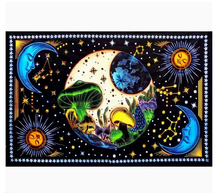 Tapestry - Mushroom Sunmoon - 55x83-hotRAGS.com