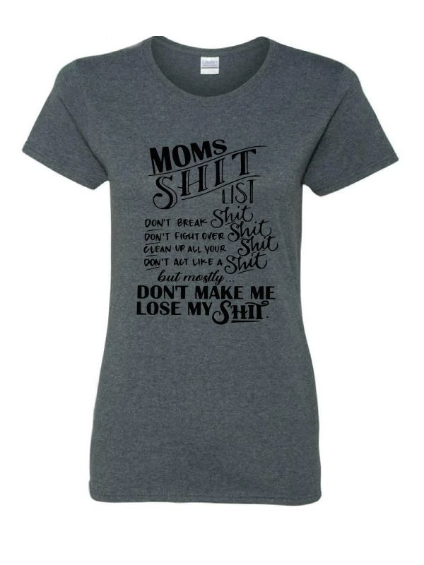 Jr T Shirt - Mom's Shit List - Grey-hotRAGS.com