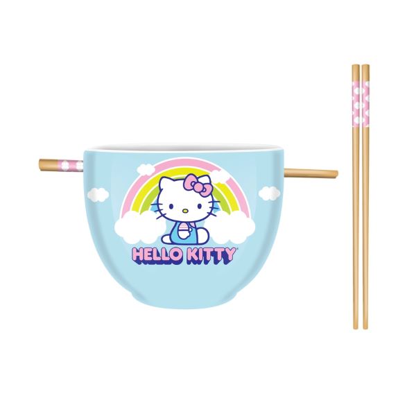 Ramen Bowl - Hello Kitty Rainbow Clouds Sitting - 20oz-hotRAGS.com