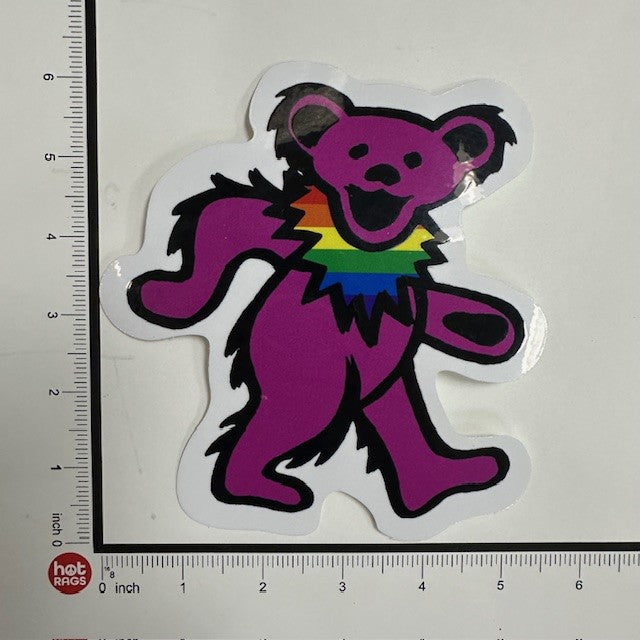 Sticker - Grateful Dead Bear - Purple With Rainbow Neck-hotRAGS.com