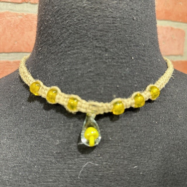 Necklace - Hemp Mushroom - Yellow-hotRAGS.com