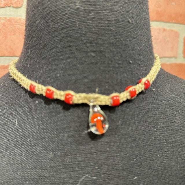 Necklace - Hemp Mushroom - Orange-hotRAGS.com