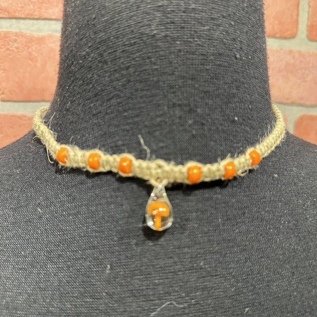 Necklace - Hemp Mushroom - Orange-hotRAGS.com