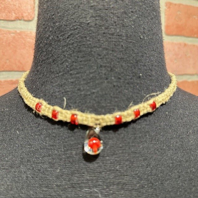 Necklace - Hemp Mushroom - Red-hotRAGS.com