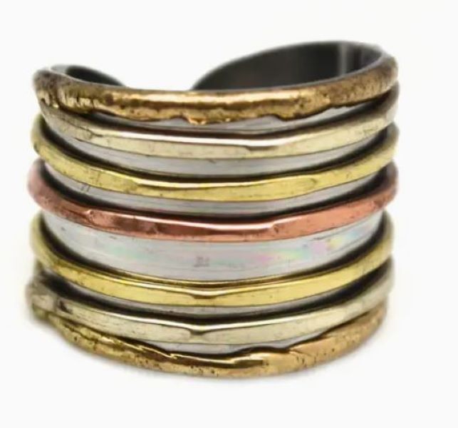 Ring - Mixed Metal Cuff - Lines