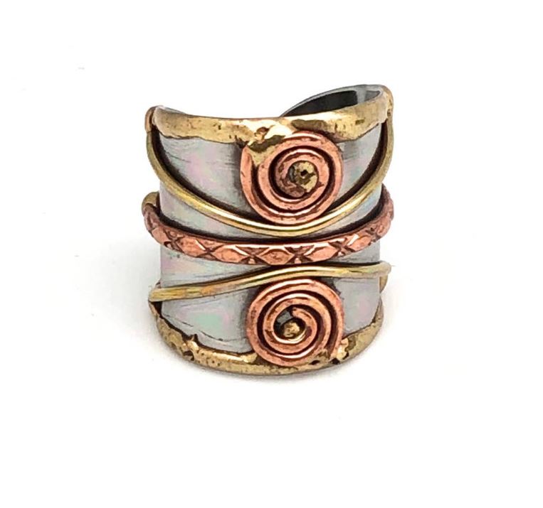 Ring - Mixed Metal Cuff - Swirls-hotRAGS.com