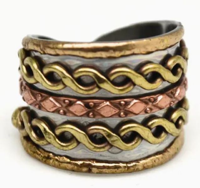 Ring - Mixed Metal Cuff - Double Chain-hotRAGS.com