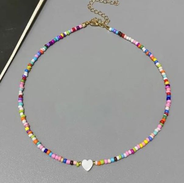 Necklace - Heart Shell - Multicolored-hotRAGS.com
