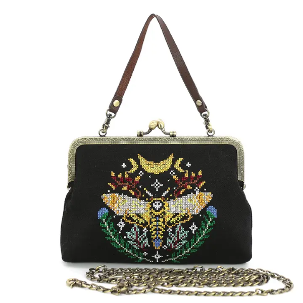 Bag - Skull Head Moth Vintage Kisslock Bag-hotRAGS.com