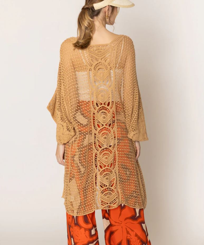 Kimono - Cardigan Crochet - Camel-hotRAGS.com