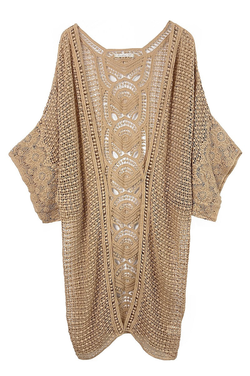 Kimono - Cardigan Crochet - Camel-hotRAGS.com