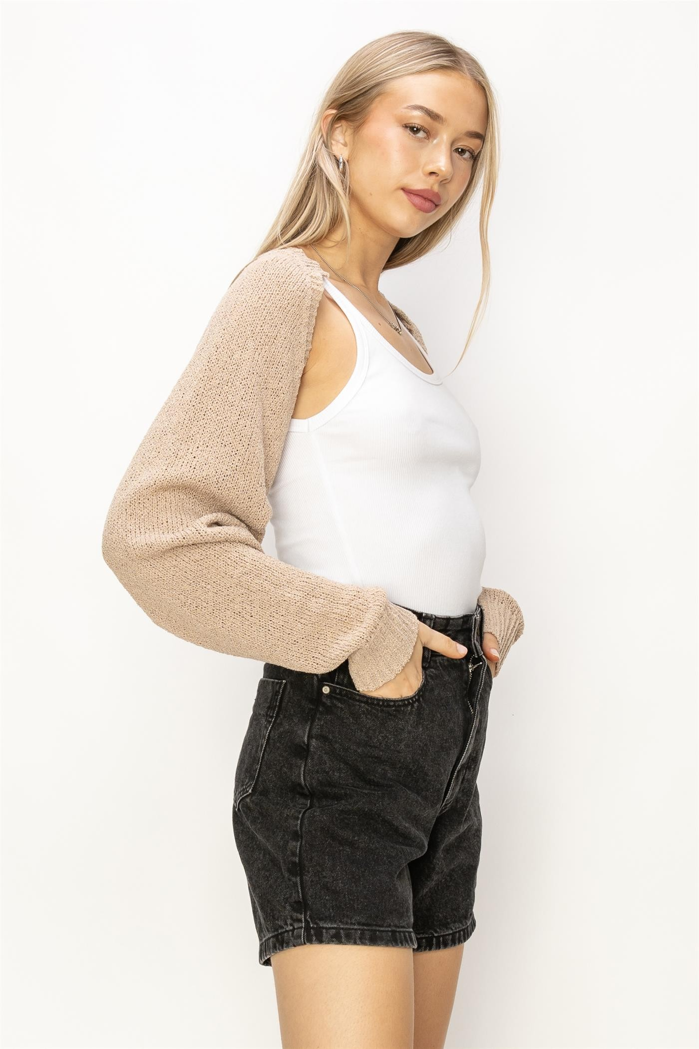 Jr Sweater Cardigan - Tan