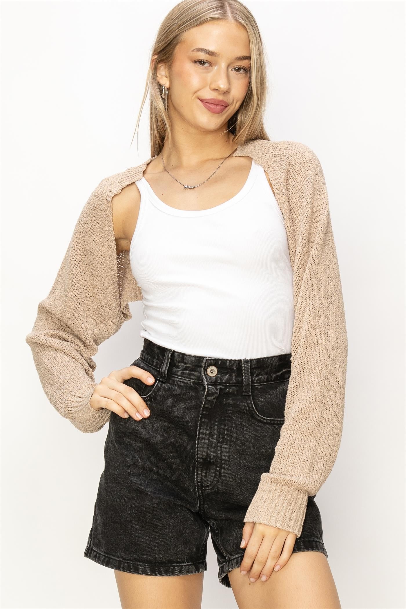 Jr Sweater Cardigan - Tan