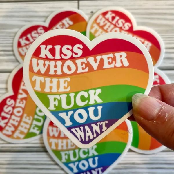 Sticker - Pride Kiss Whoever The Fuck You Want-hotRAGS.com
