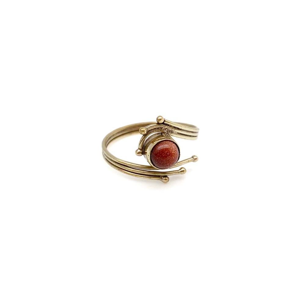 Ring - Gold Wire Wrapped - Gold With Goldstone-hotRAGS.com