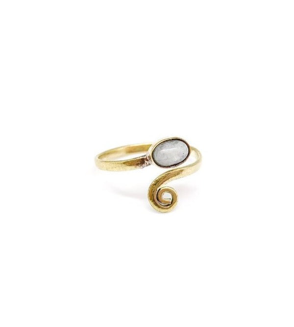 Ring - Gold Wire Wrapped - Oval With Moonstone-hotRAGS.com