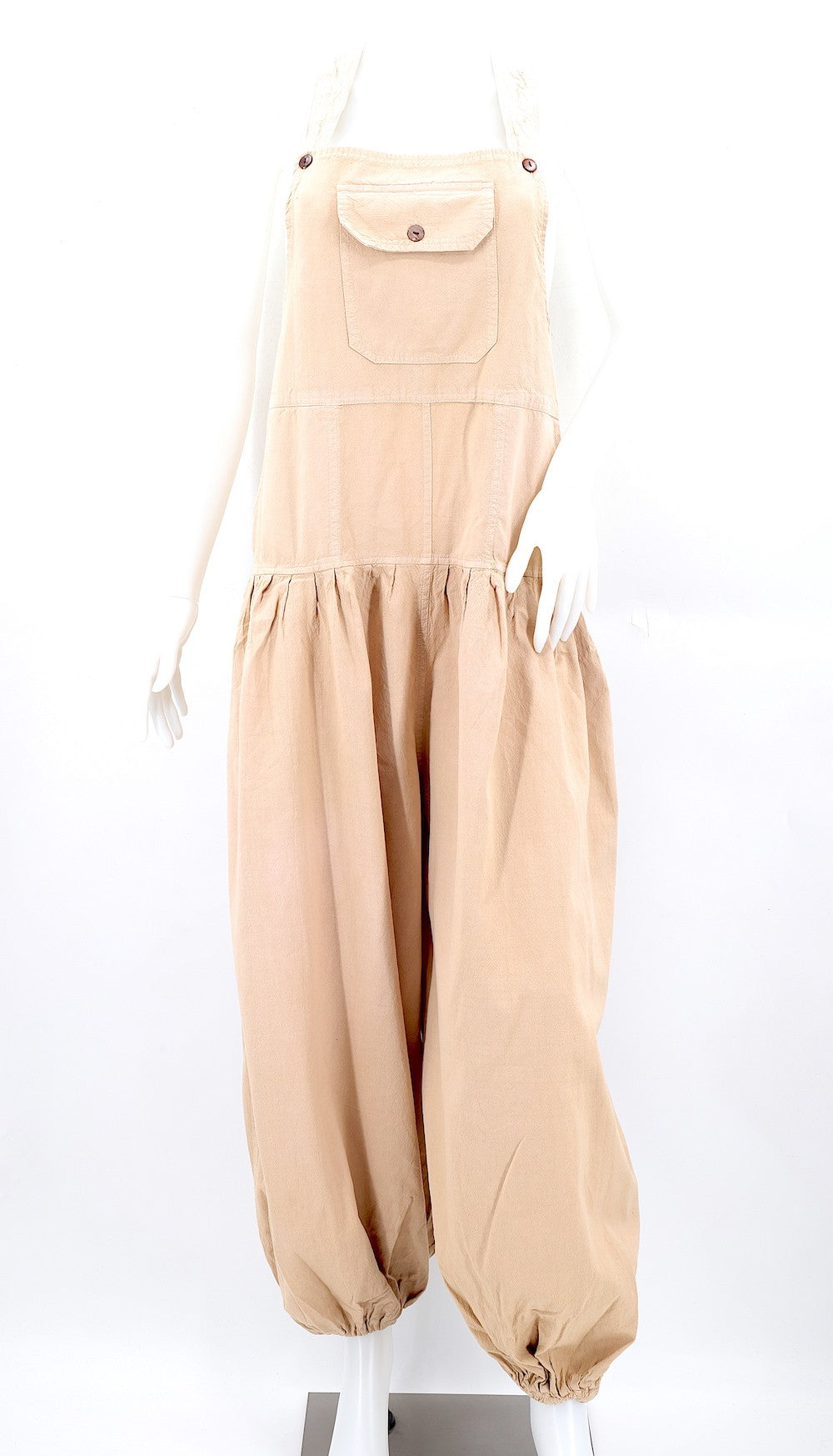 Overalls - Cotton Balloon Leg - Beige-hotRAGS.com