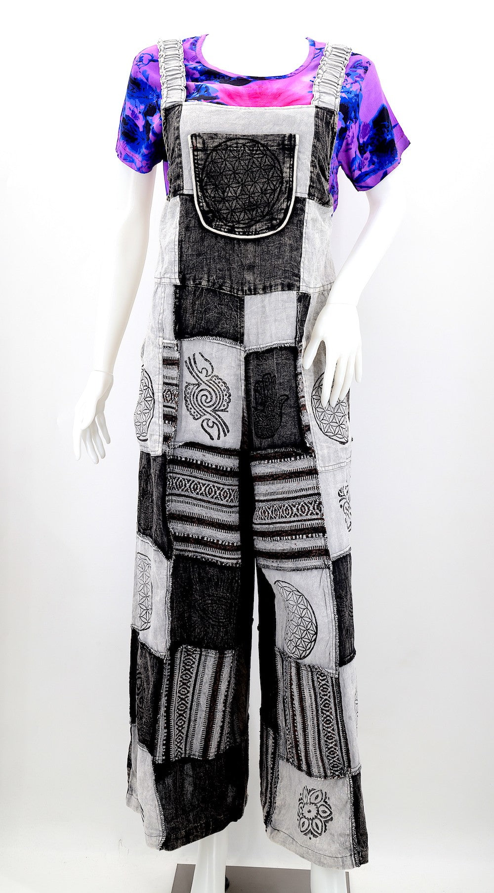Overalls - Patch Black Gray-hotRAGS.com