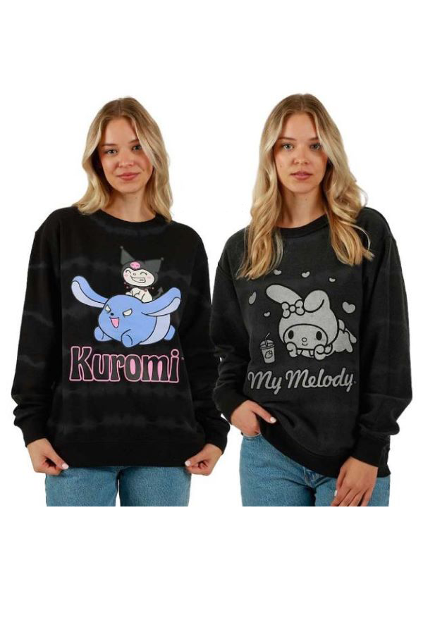 Sweatshirt - Kuromi And My Melody Reversible Sweatshirt-hotRAGS.com