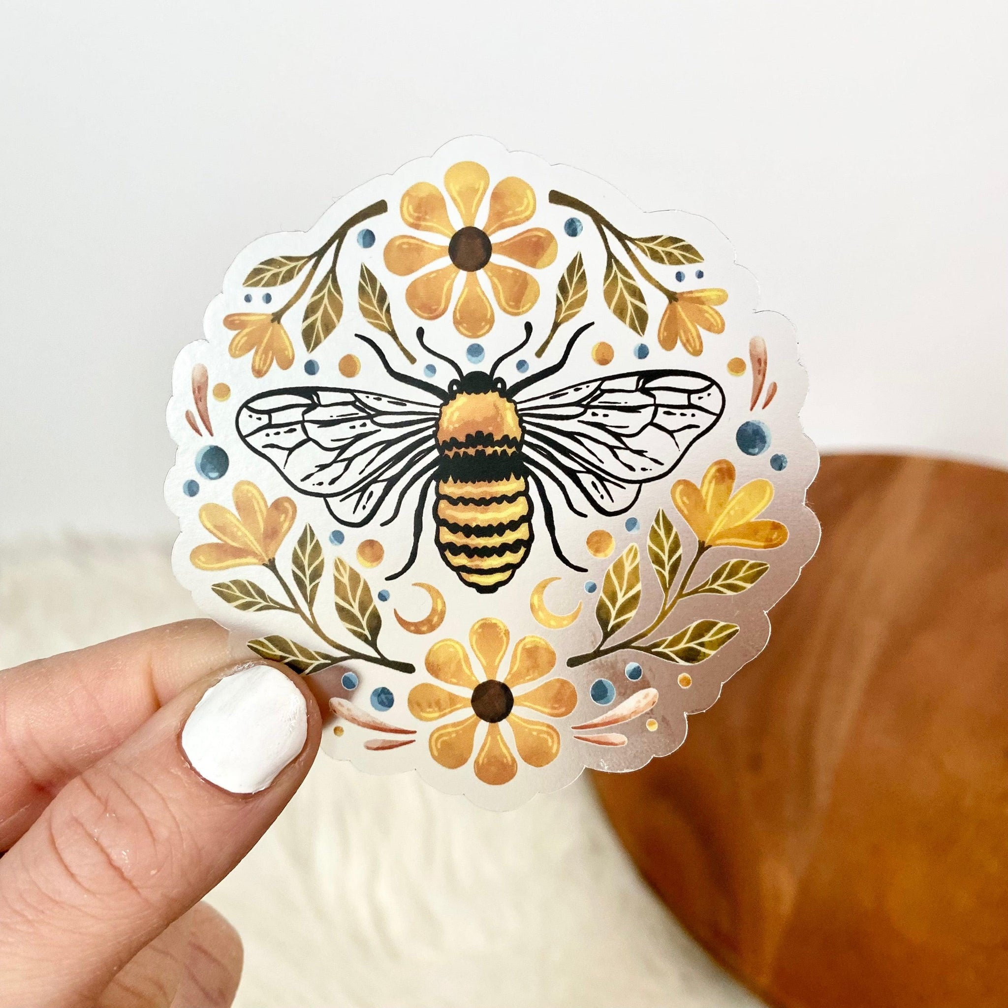 Sticker - Flowers Bee Clear-hotRAGS.com