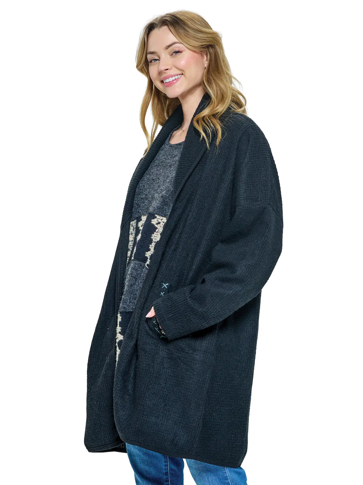 Cardigan - Stitched - Black-hotRAGS.com
