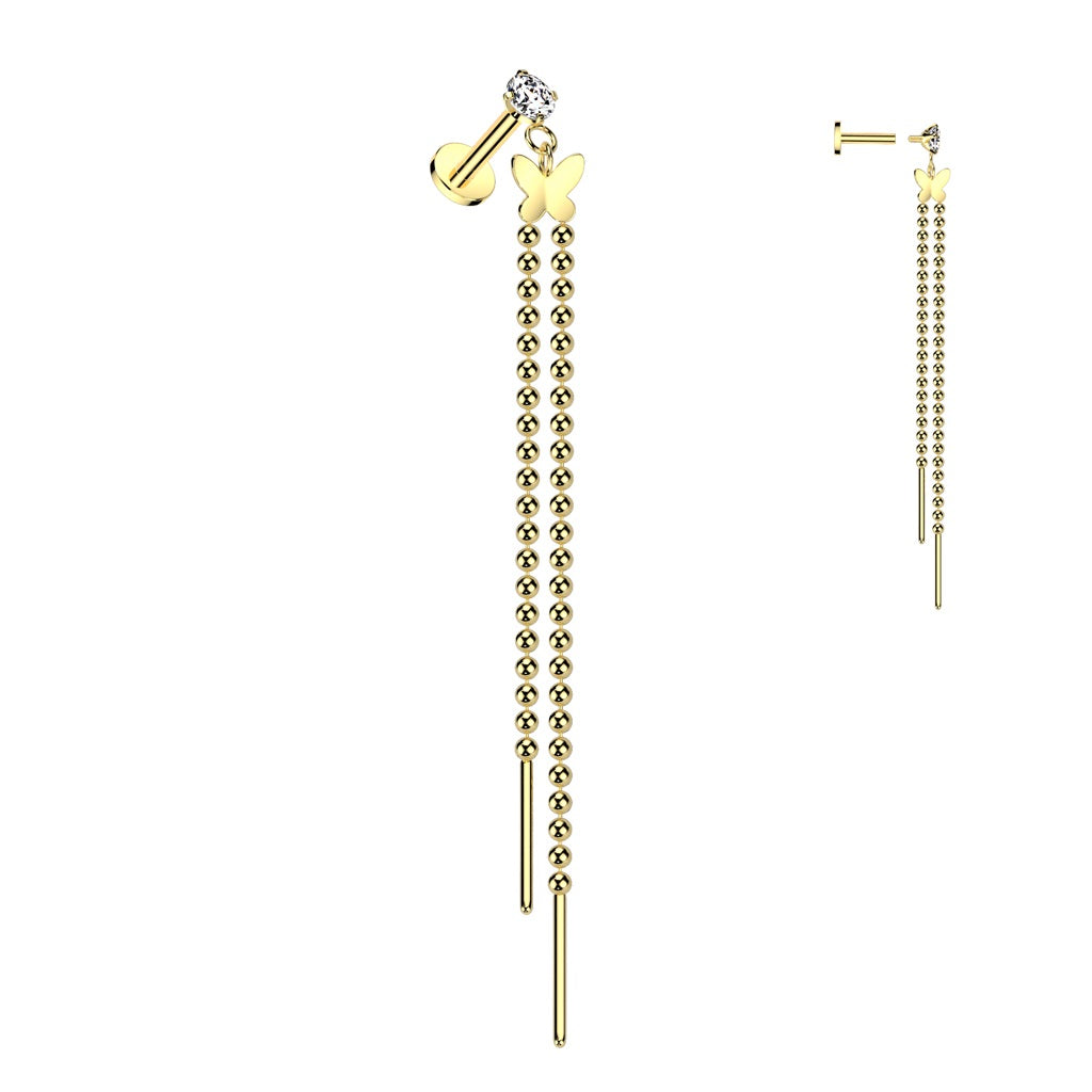 Cartilage - Butterfly - 16g - Gold-hotRAGS.com